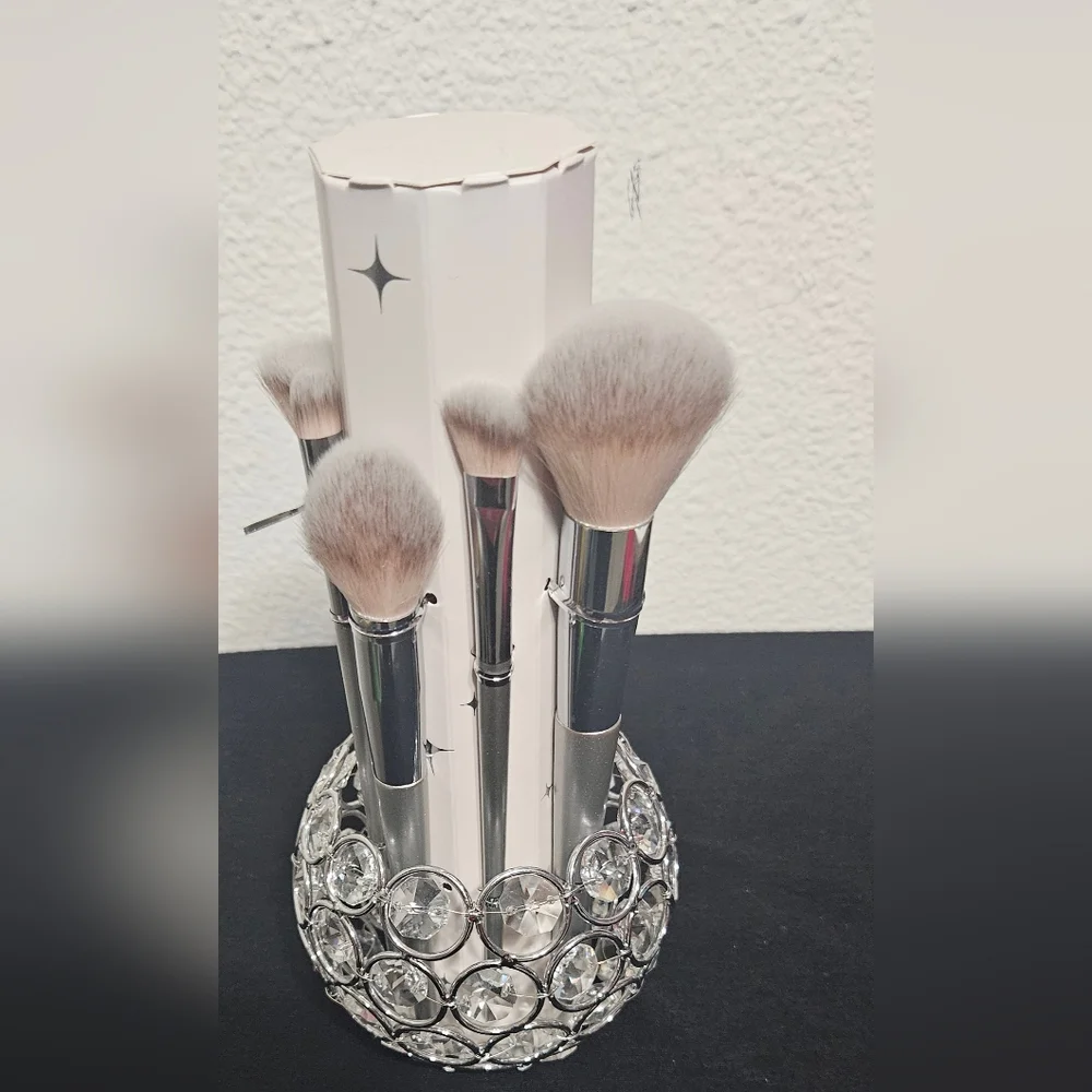 Silver and White Makeup Brush Set
